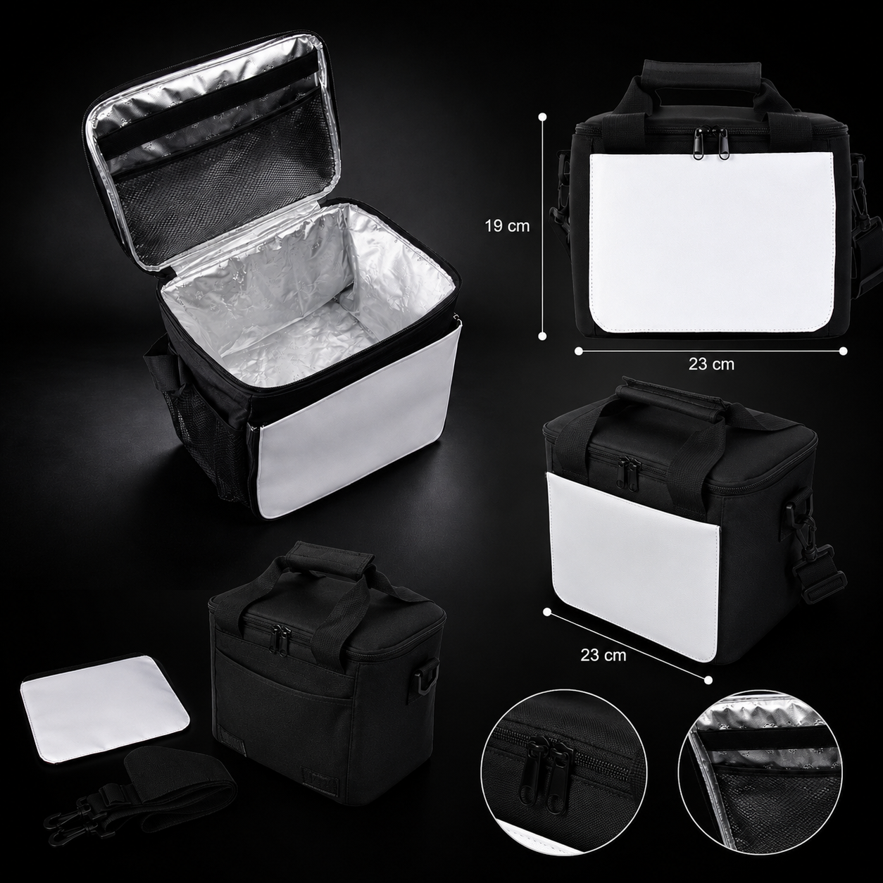 Duo Sac Messager + Boîte à Lunch XXL Noir — Sublimation
