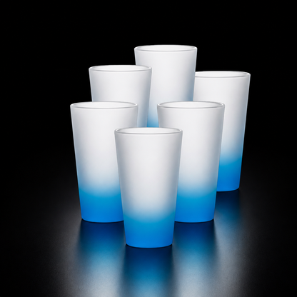 Verre dépoli dégradé givré bleu sublimation 500 ml (17 oz)