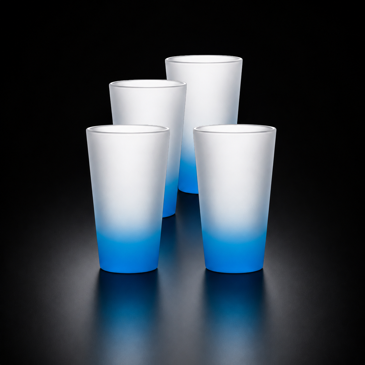 Verre dépoli dégradé givré bleu sublimation 500 ml (17 oz)