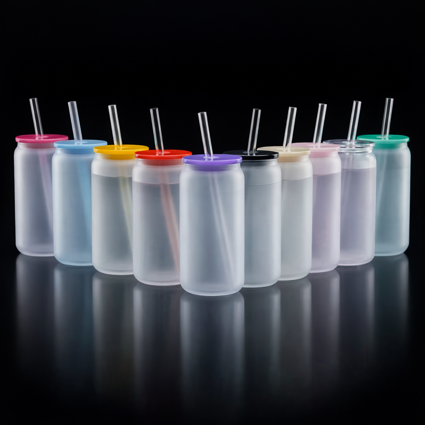 Verre Can 16oz Givré avec Couvercle Coloré - Sublimation & UV
