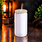 Glass can 16 oz givré avec couvercle diamant – Sublimation