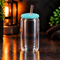 Glass can 16 oz en verre clair avec couvercle diamant – Sublimation