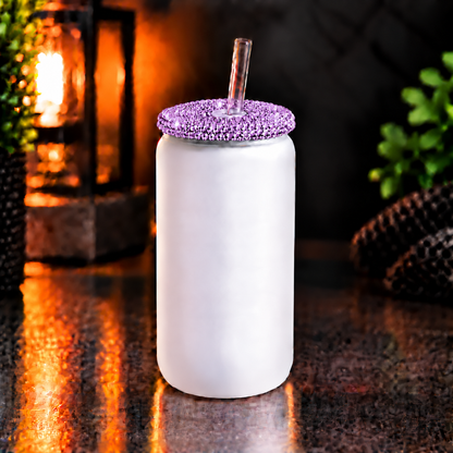 Glass can 16 oz givré avec couvercle diamant – Sublimation