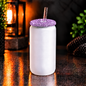 Glass can 16 oz givré avec couvercle diamant – Sublimation