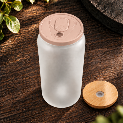 Glass can 20 oz givré avec deux couvercles – Sublimation