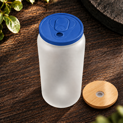 Glass can 16 oz givré avec deux couvercles – Sublimation