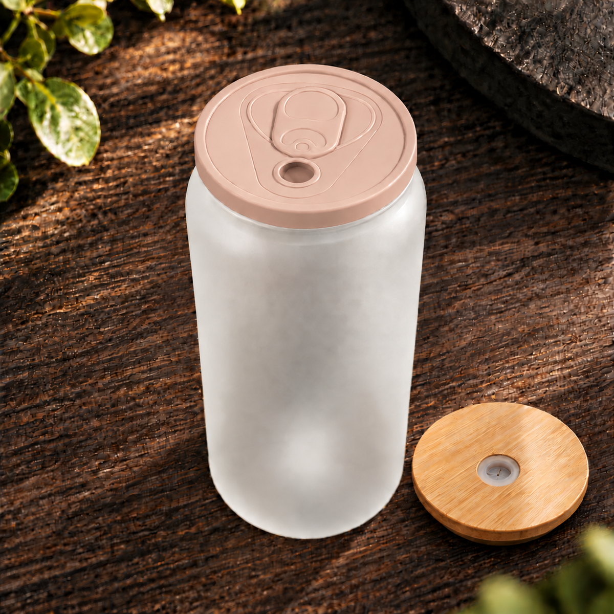 Glass can 16 oz givré avec deux couvercles – Sublimation