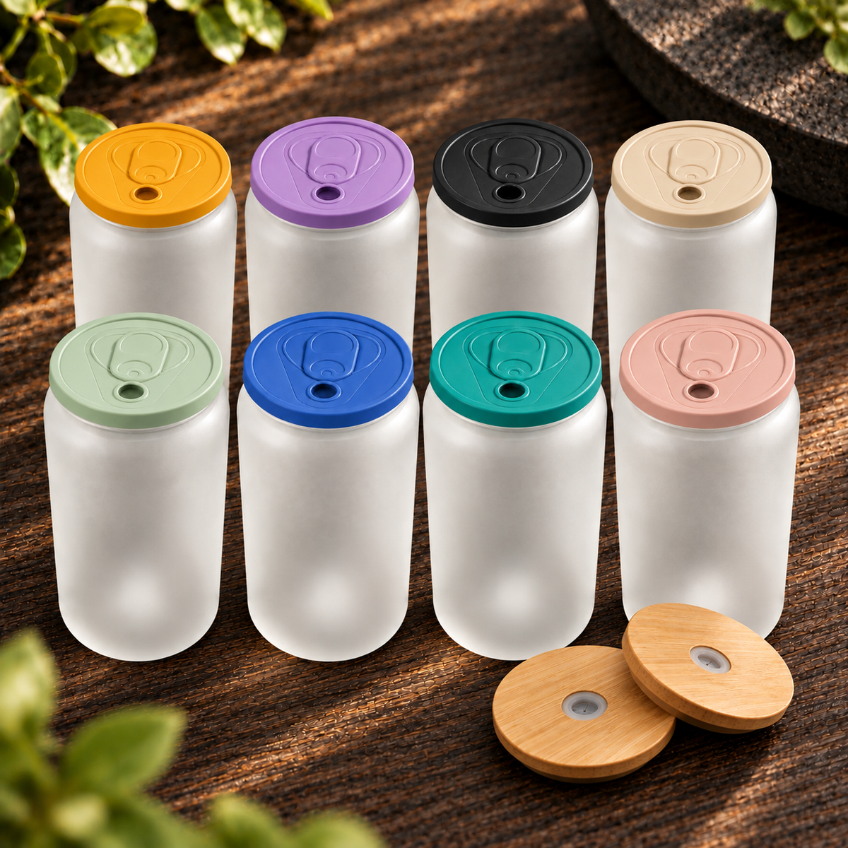 Glass can 20 oz givré avec deux couvercles – Sublimation