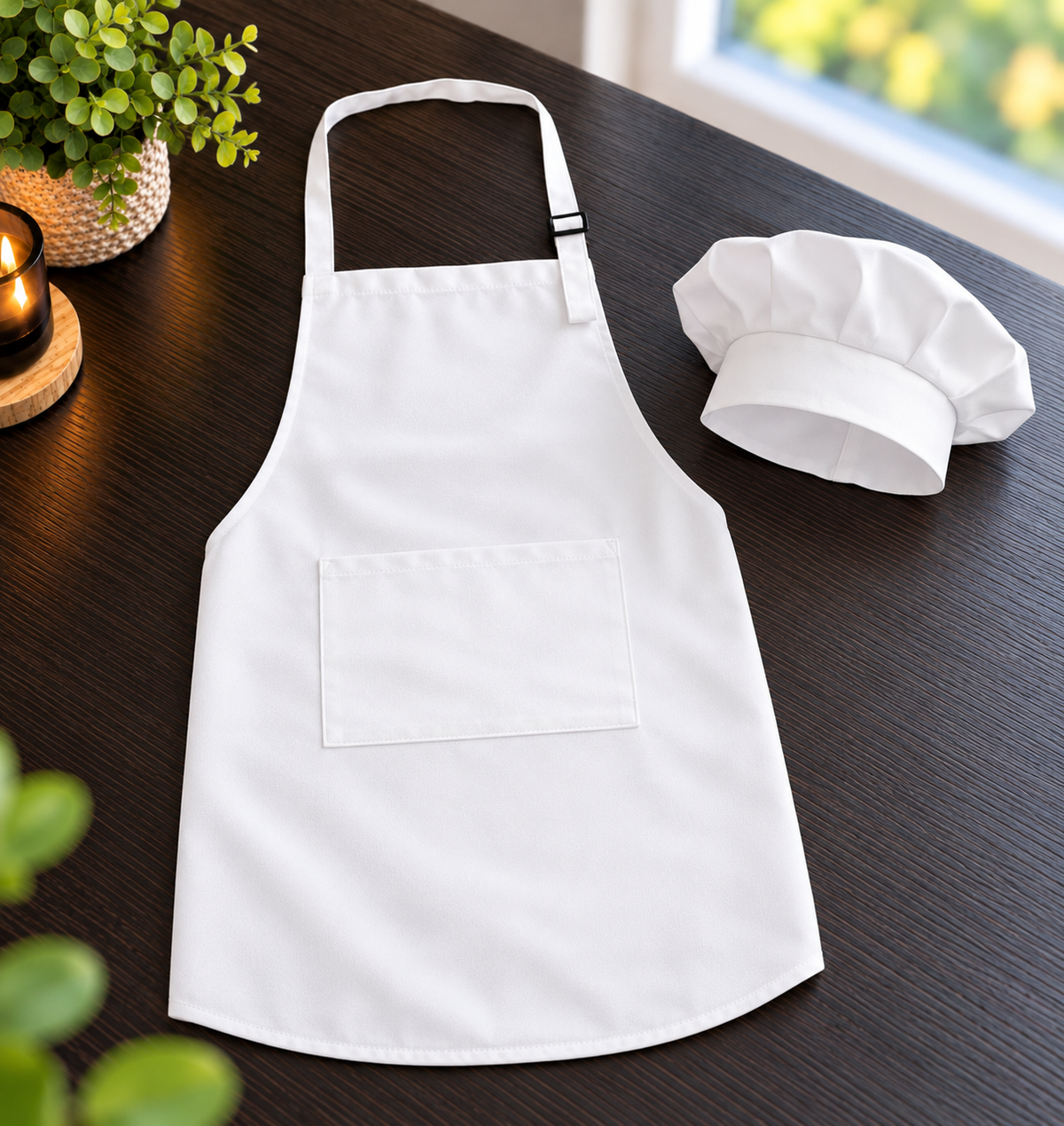 Ensemble tablier et toque de chef pour enfant – 100 % polyester