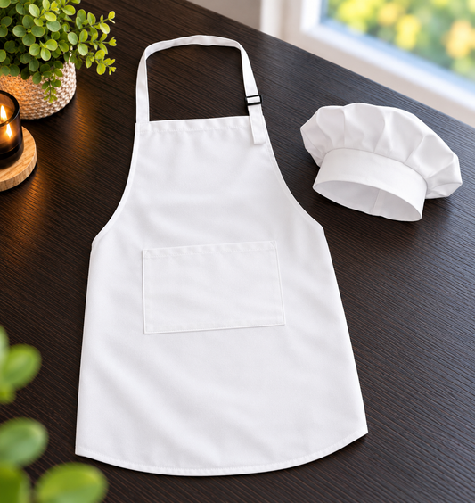 Ensemble tablier et toque de chef pour enfant – 100 % polyester