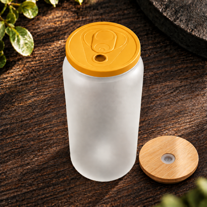 Glass can 16 oz givré avec deux couvercles – Sublimation