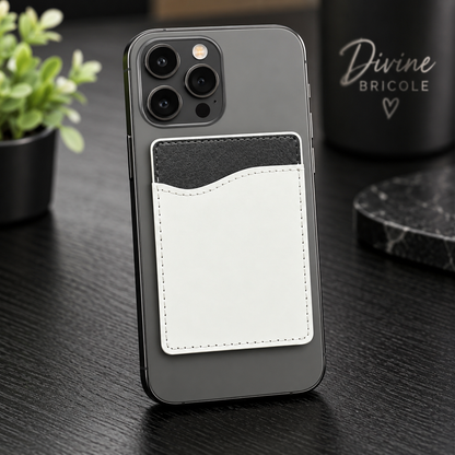 Porte-cartes autocollant pour cellulaire en cuir PU