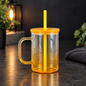 Tasse en Verre Clair Ombré Coloré 17 oz avec Couvercle Acrylique - Sublimation