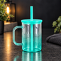 Tasse en Verre Clair Ombré Coloré 17 oz avec Couvercle Acrylique - Sublimation