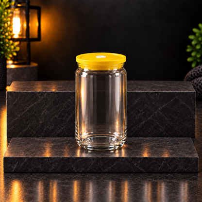 Can 16oz Acrylique Transparent avec Couvercle Coloré - UV