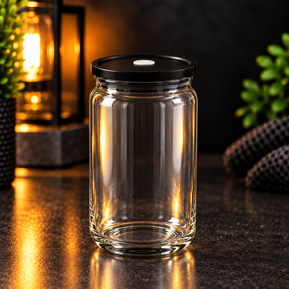 Can 16oz Acrylique Transparent avec Couvercle Coloré - UV