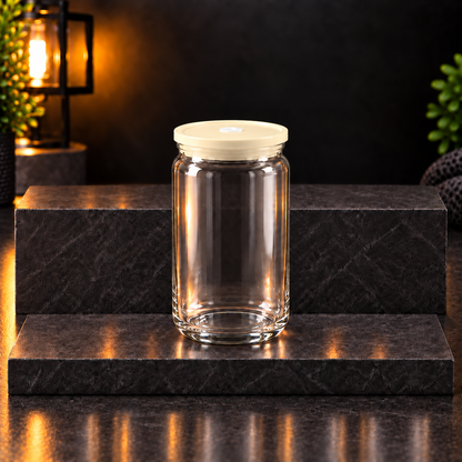 Can 16oz Acrylique Transparent avec Couvercle Coloré - UV