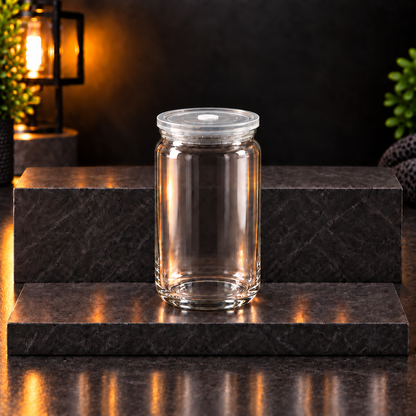 Can 16oz Acrylique Transparent avec Couvercle Coloré - UV