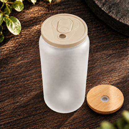 Glass can 20 oz givré avec deux couvercles – Sublimation