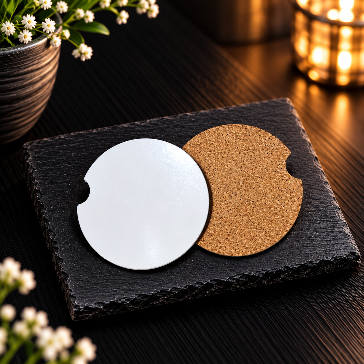 Sous-verres en MDF pour voiture – Ensemble de 2