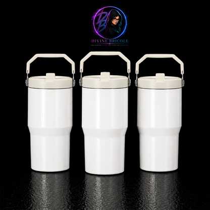 Tumbler 20oz Couvercle Flip pour Sublimation — Blanc Lustré