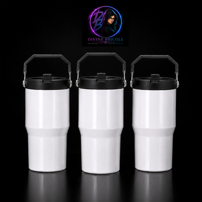 Tumbler 20oz Couvercle Flip pour Sublimation — Blanc Lustré