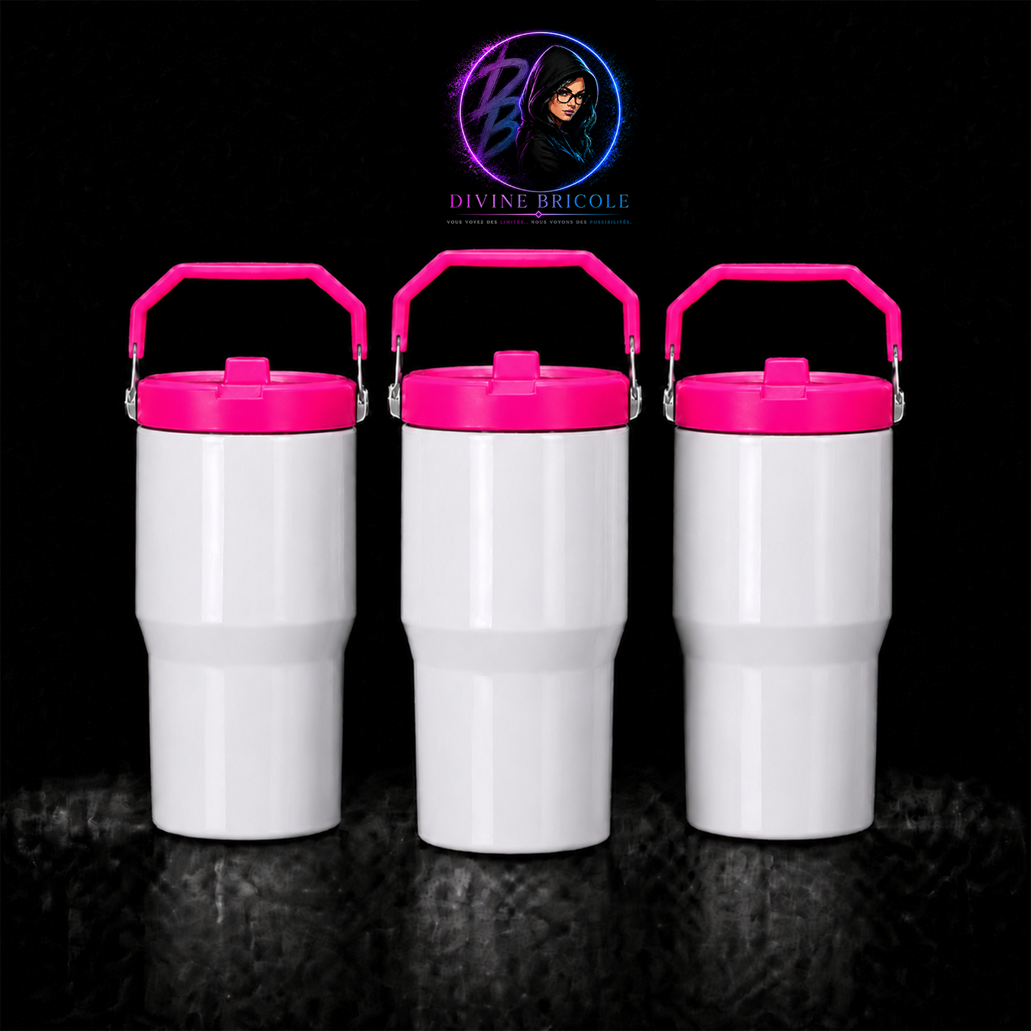 Tumbler 20oz Couvercle Flip pour Sublimation — Blanc Lustré