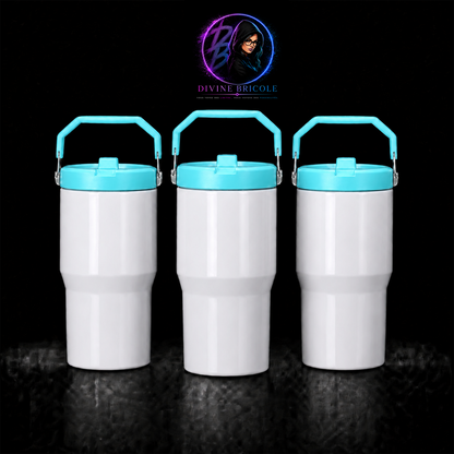 Tumbler 20oz Couvercle Flip pour Sublimation — Blanc Lustré