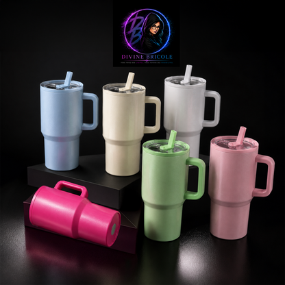 Tumbler 20 oz avec Poignée – Couvercle Flip – Sublimation