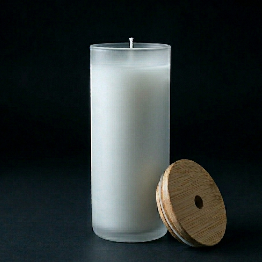 Tumbler 18oz en verre givré couvercle de bambou