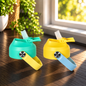 Spécial – Lot de 2 couvercles – Turquoise/jaune et jaune/bleu