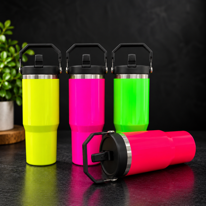 Tumbler 30oz Paille Flip — Couleurs néon pour Sublimation