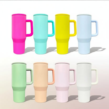 Tasse isotherme 40oz – Sublimation, finition mate, couvercle avec paille flip