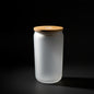 Can 12oz Verre Givré avec Couvercle Bambou