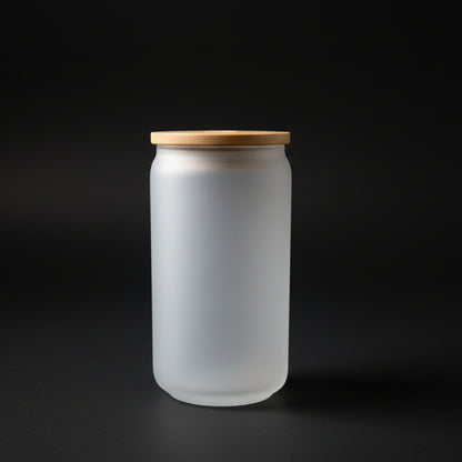 Can 12oz Verre Givré avec Couvercle Bambou