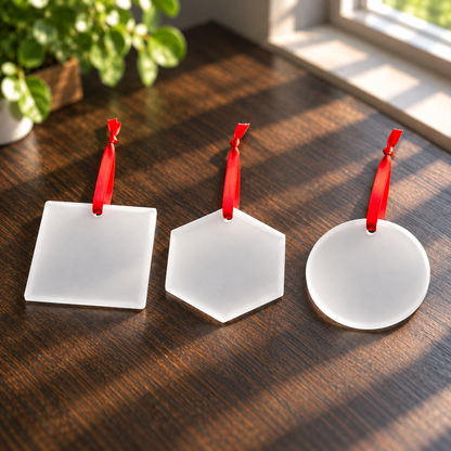 Ornement en verre givré pour sublimation – 3,5 po