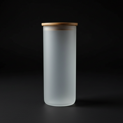 Tumbler 18oz en verre givré couvercle de bambou