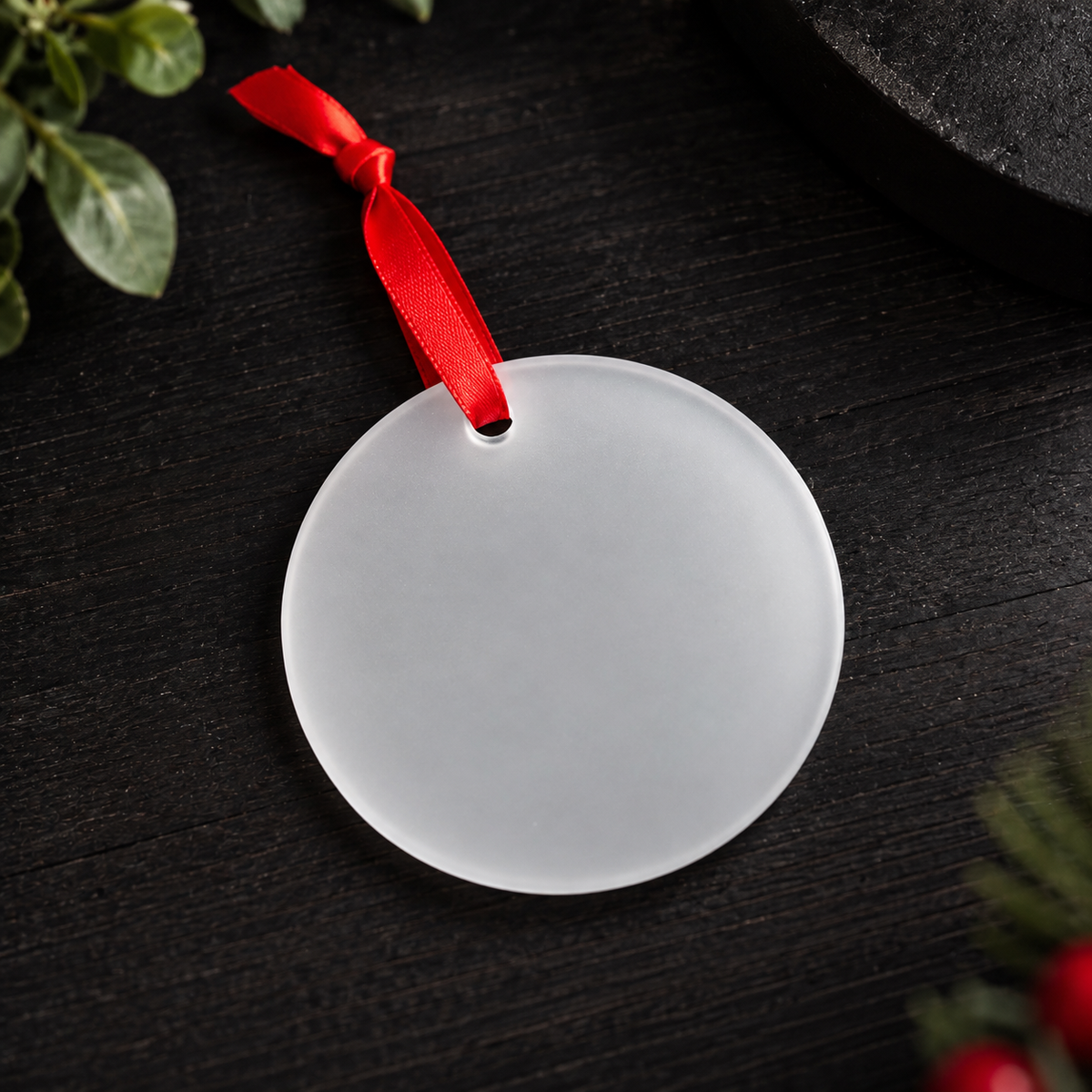 Ornement en verre givré pour sublimation – 3,5 po
