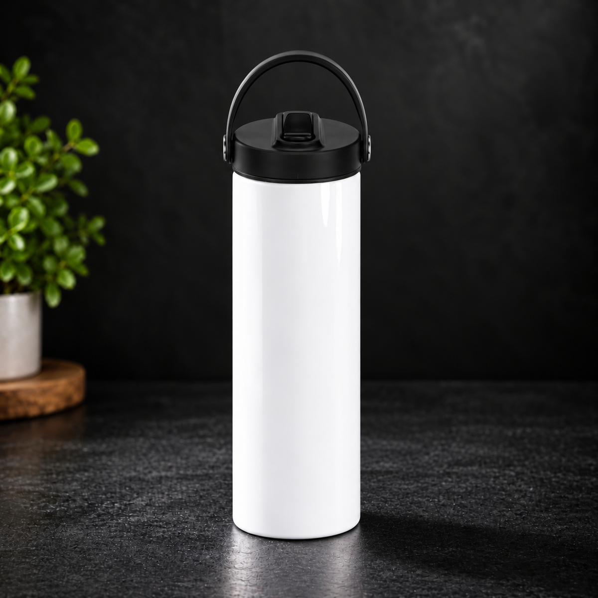 Tumbler 20 oz lustré avec couvercle flip et anse souple – Sublimation