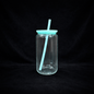 Can 16oz Acrylique Transparent avec Couvercle Coloré - UV
